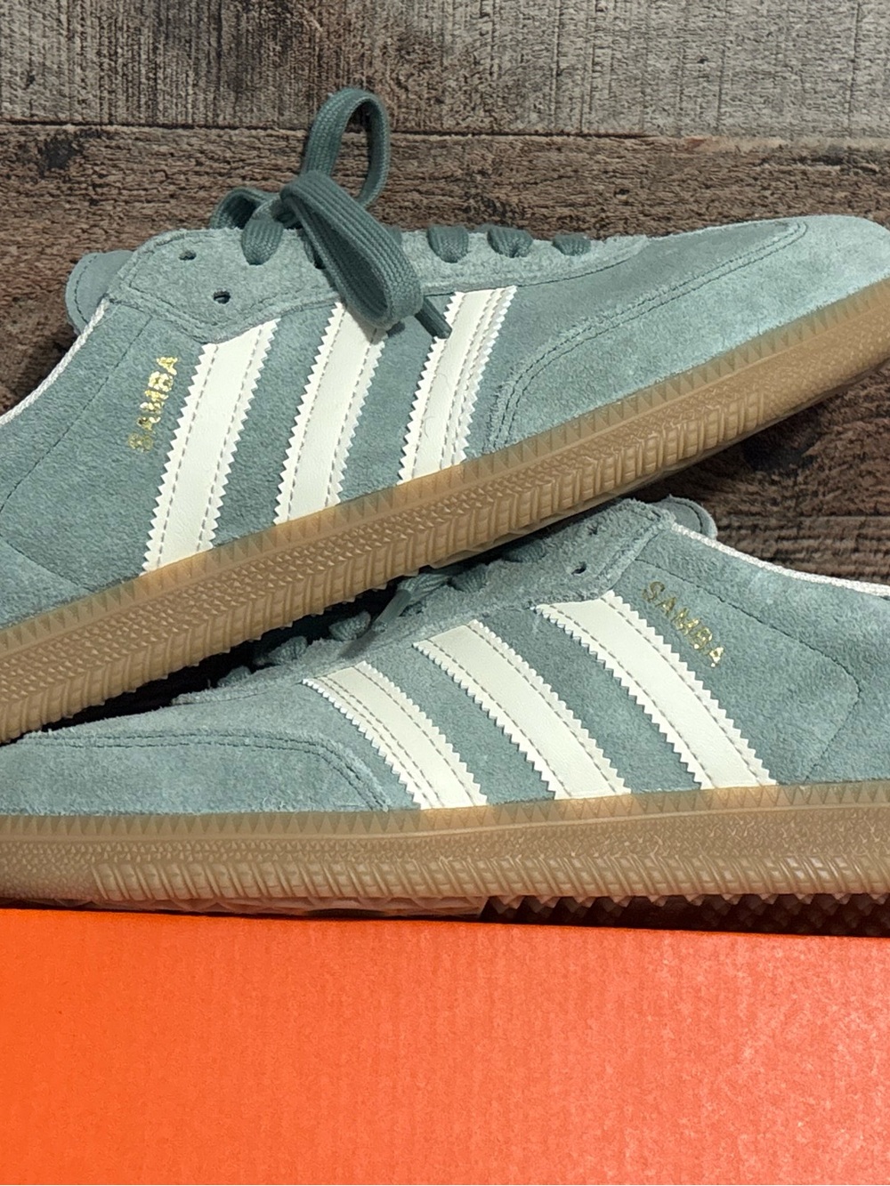 adidas Samba Suede Sneakers - Seafoam Green / White / Gum - Picture 1 of 6